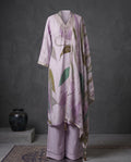 Lavender Printed And Embroidered Suit with Dupatta - Farsi Salwar
