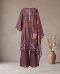 Maroon Applique Suit with Dupatta - Flare Palazzo