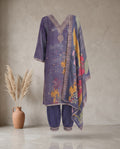 Dark Charcoal (Navy) Suit with Dupatta - Afghani Pant