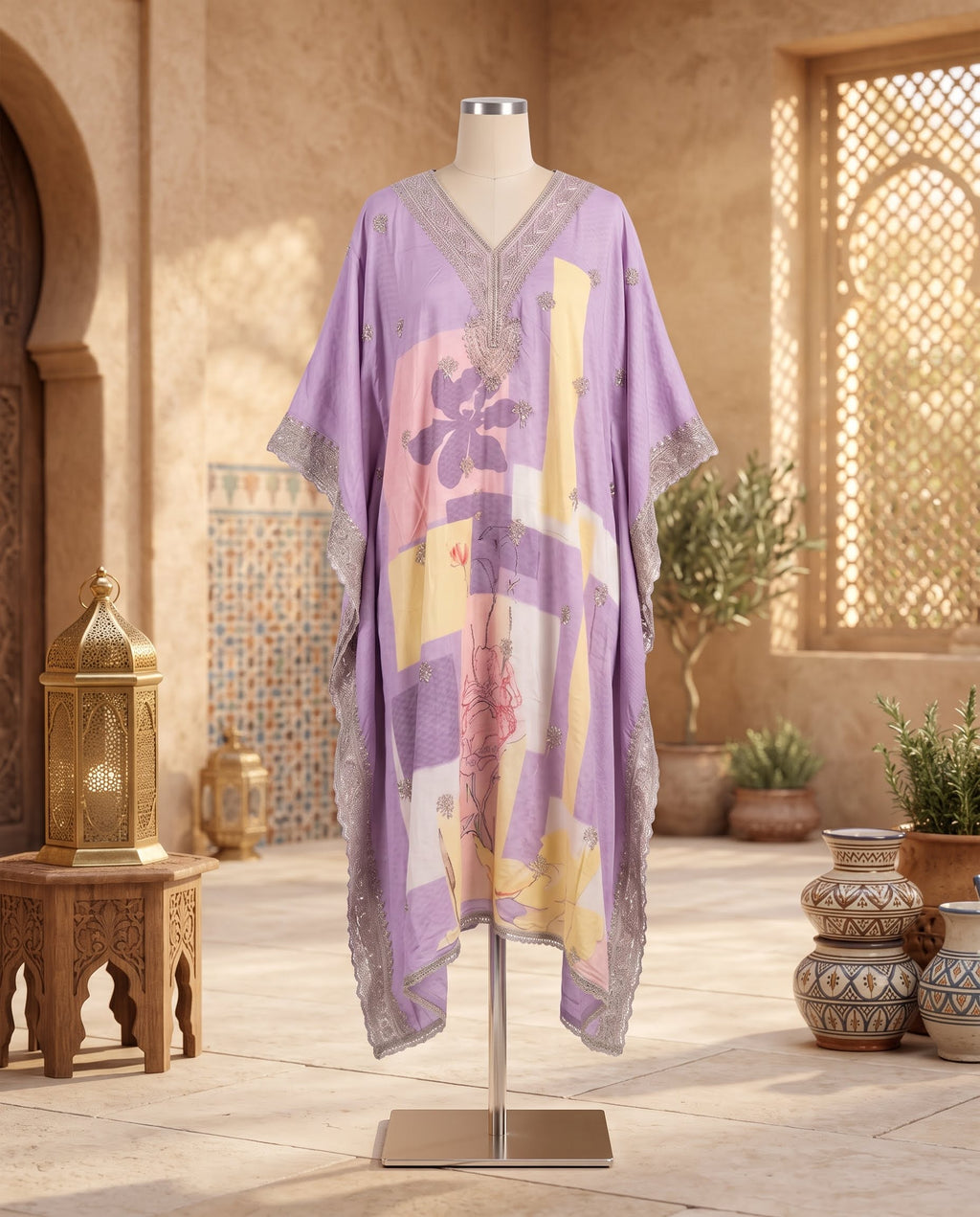 Lavender Rayon Kafthan
