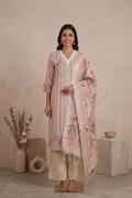 Cotton Linen Blend Hand-Painted Suit with Dupatta - Straight Palazzo
