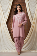 Dusky Pink Crepe Silk Co-Ord Set With Bead & Cutdana Embroidery – Farsi Salwar