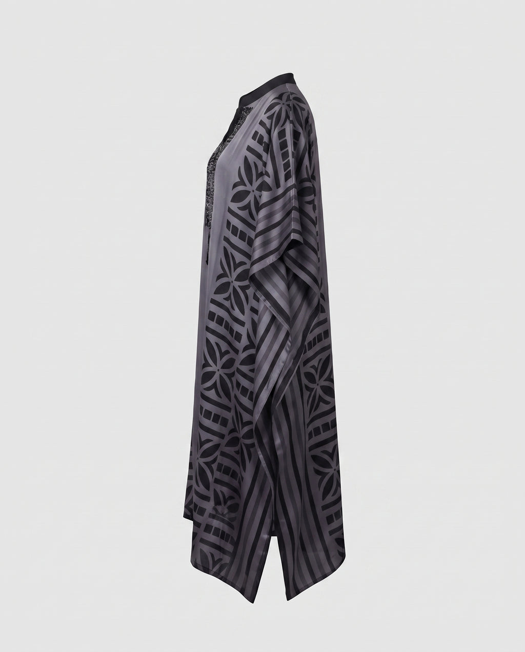 Grey- Purple Geometric Print Kaftan