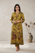 Earthy Toned Kalamkari Printed Mysore Silk Kurti