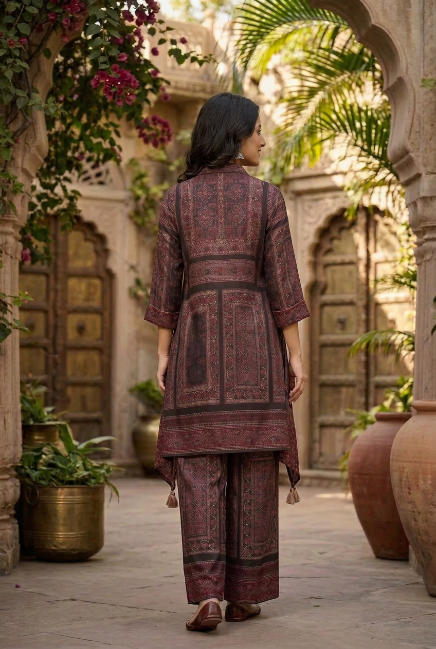 Ajrak Printed Modal Co-Ord Set With Palazzo