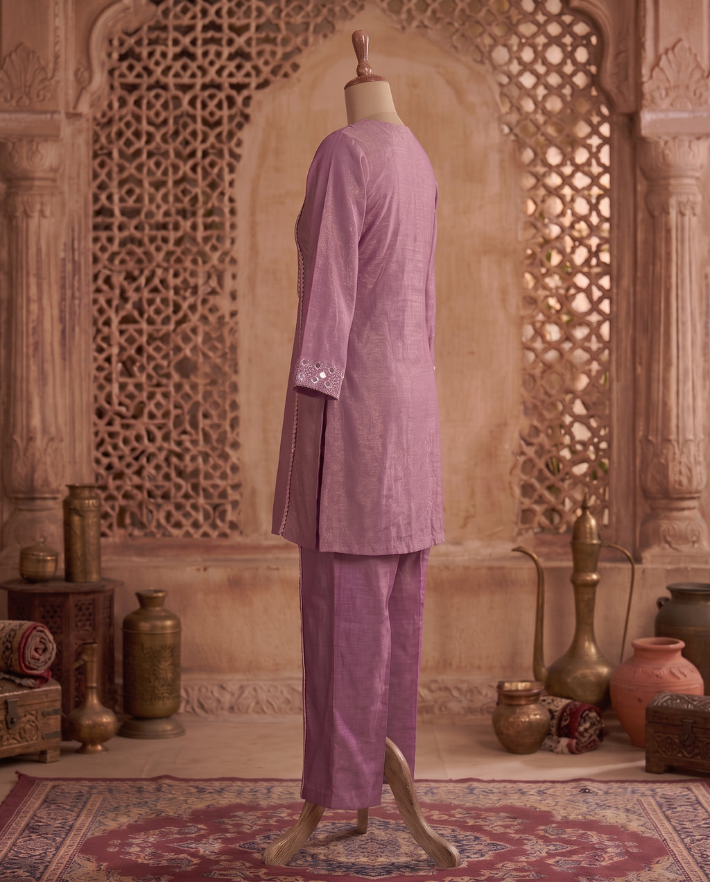Purple Pink Two Toned Soft Tissue Co-Ord Set – A-line Palazzo