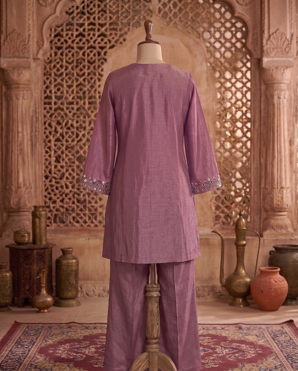 Purple Pink Two Toned Soft Tissue Co-Ord Set – A-line Palazzo