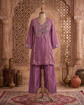 Purple Pink Two Toned Soft Tissue Co-Ord Set – A-line Palazzo