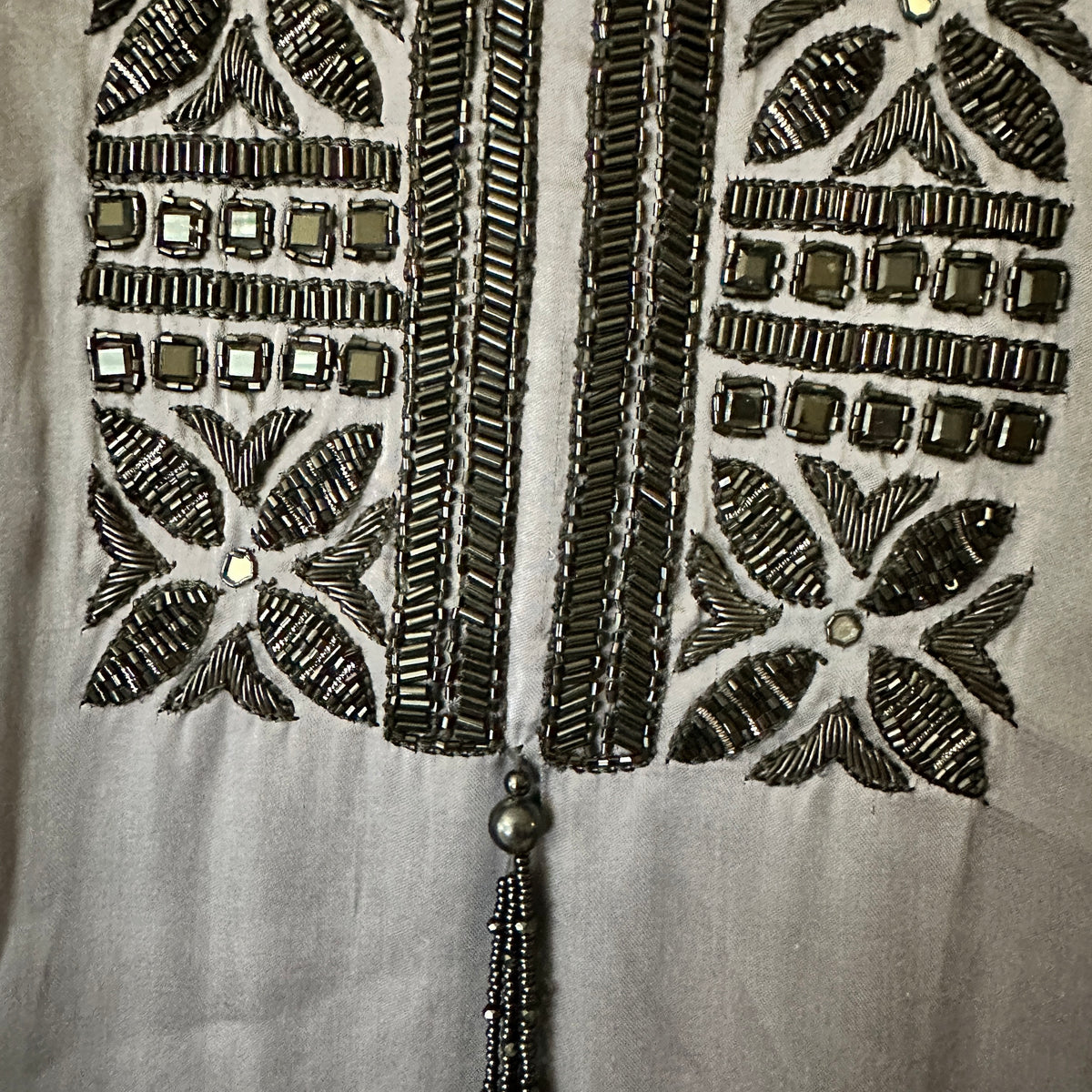 Grey- Purple Geometric Print Kaftan
