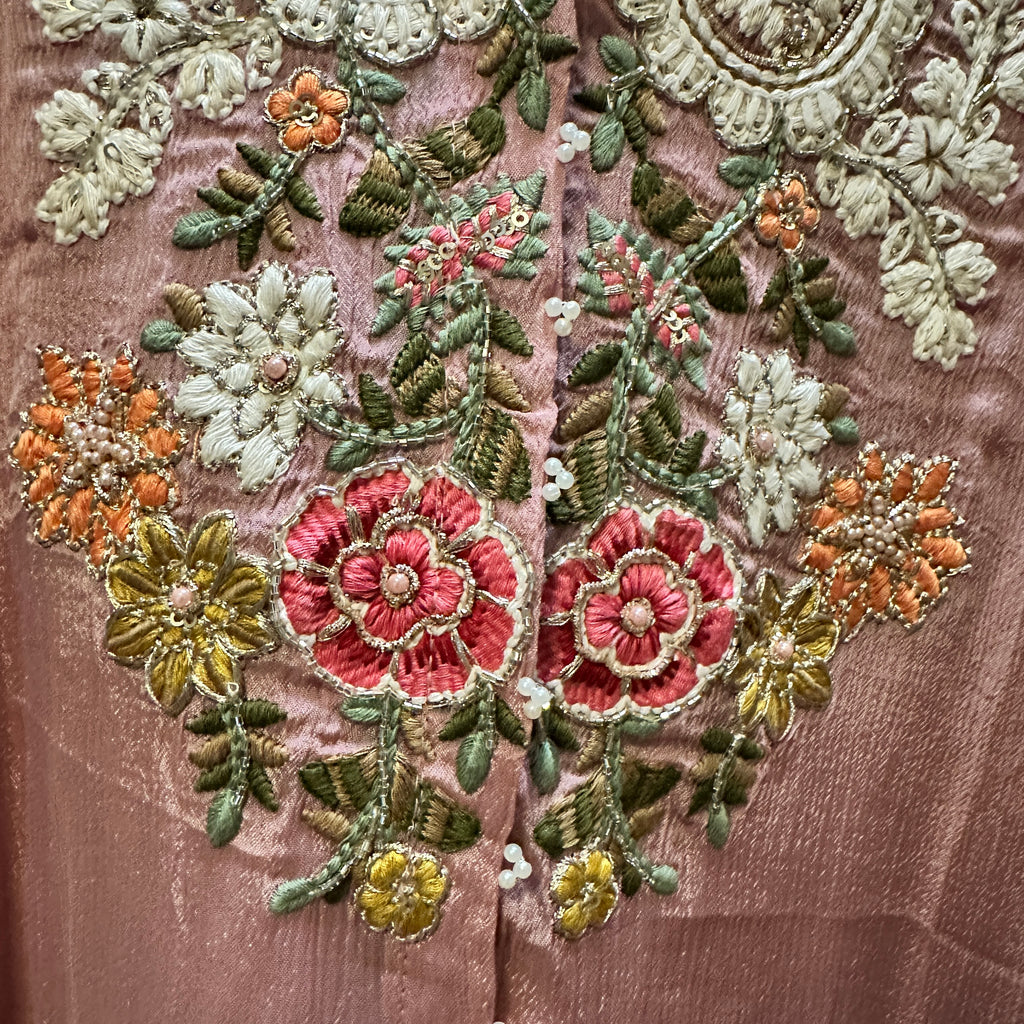 Dusky Pink Kora Silk Kaftan- Flared Palazzo Pants