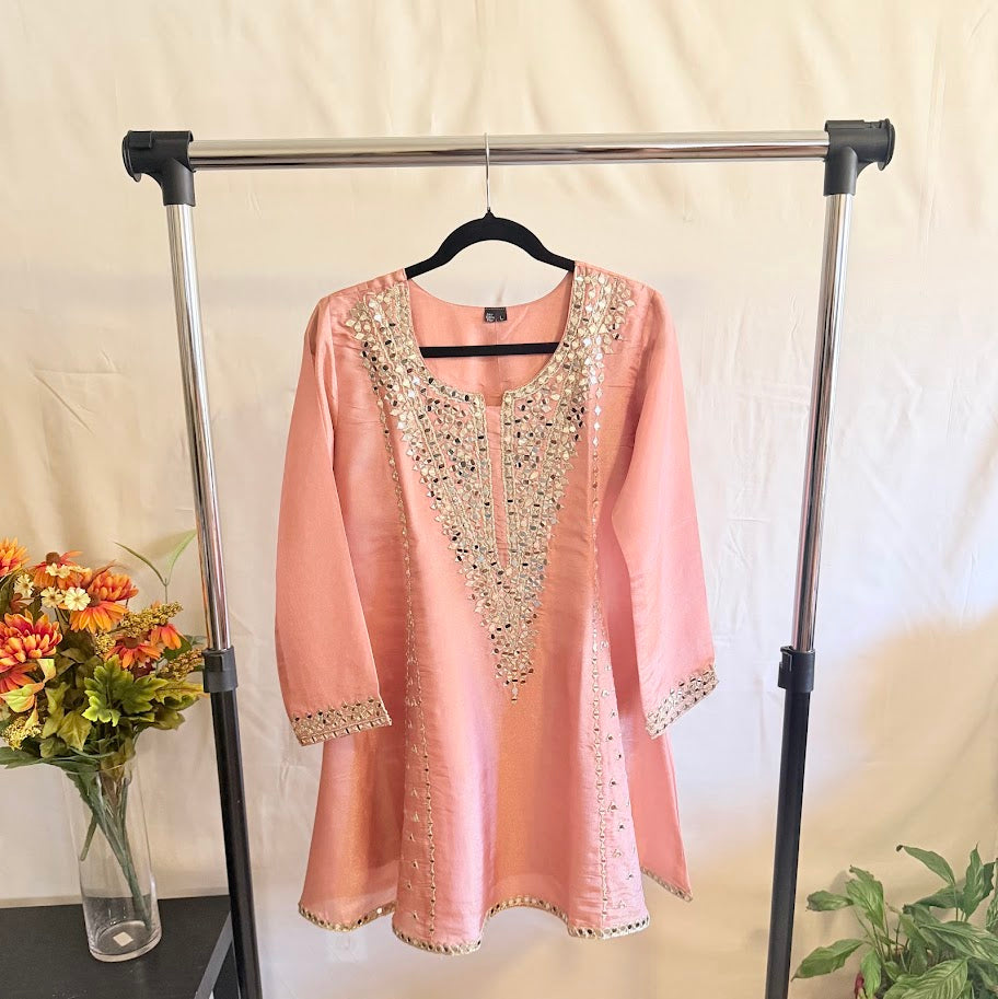 Blush Pink Soft Tissue Co-ord Set - Flare Plazzo