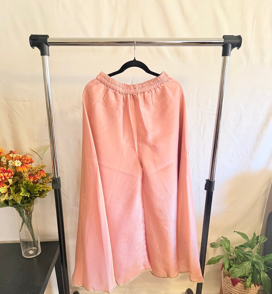 Blush Pink Soft Tissue Co-ord Set - Flare Plazzo