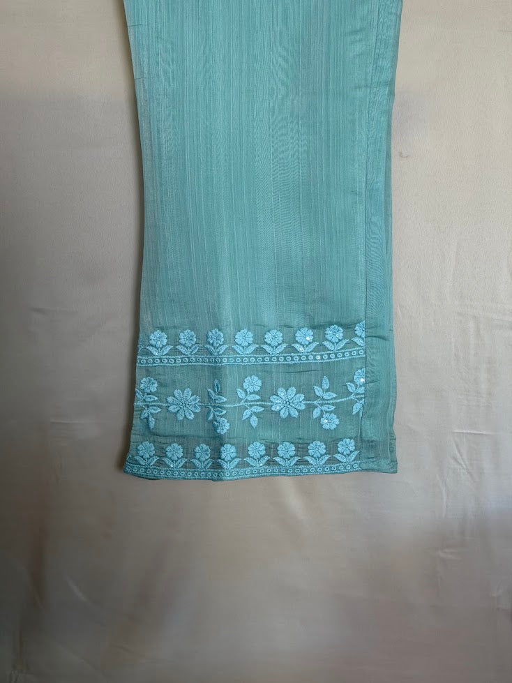 Pista Green Chanderi Co-ord Set - Straight Plazzo