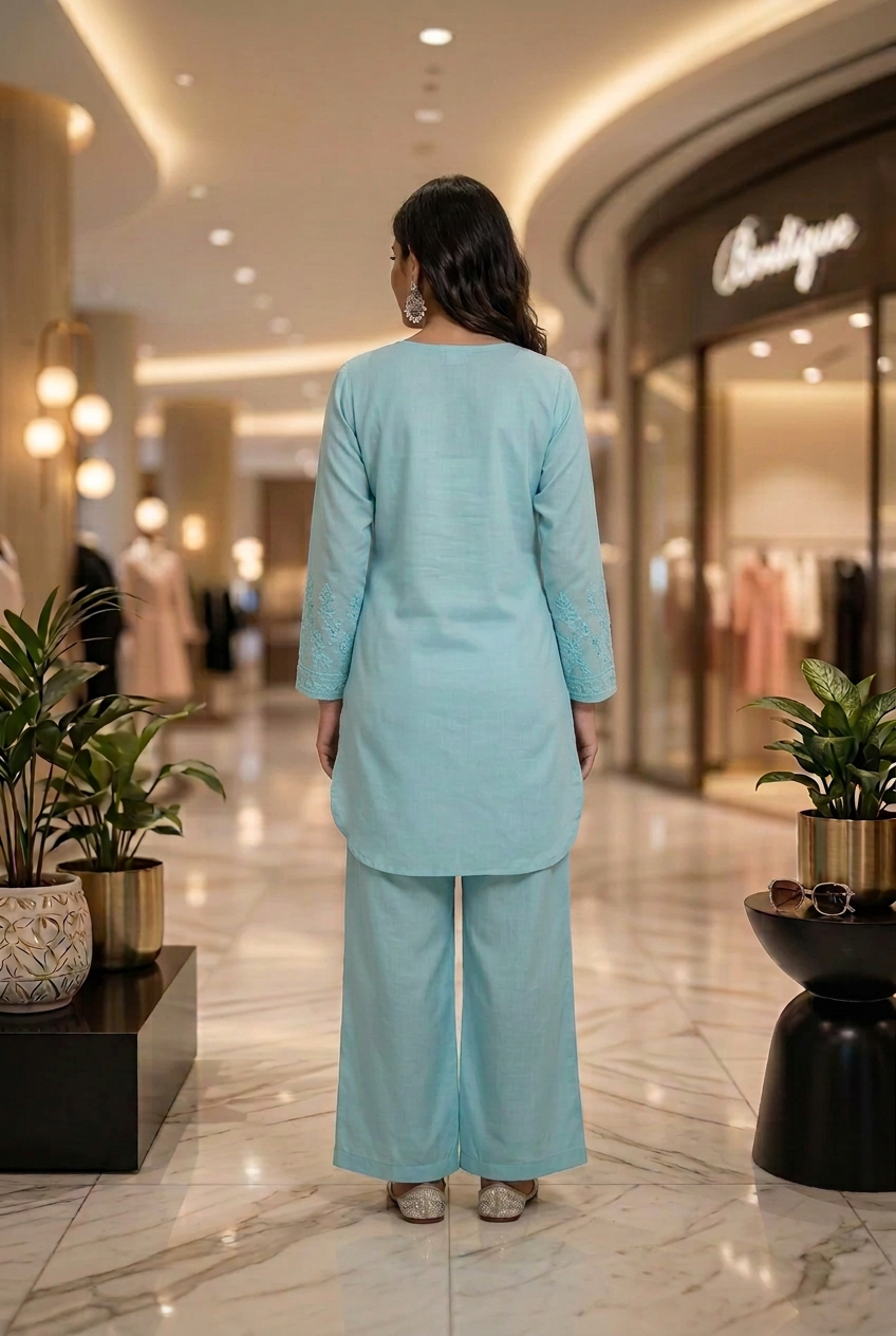 Pista Green Chanderi Co-ord Set - Straight Plazzo