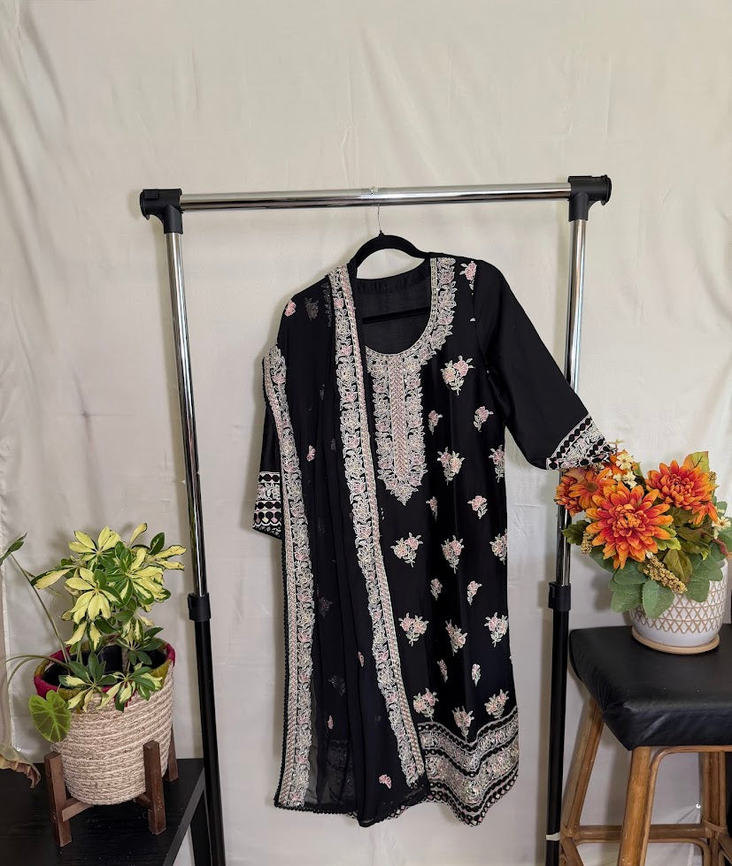 Cotton Suit with Dupatta - A-Line Palazzo