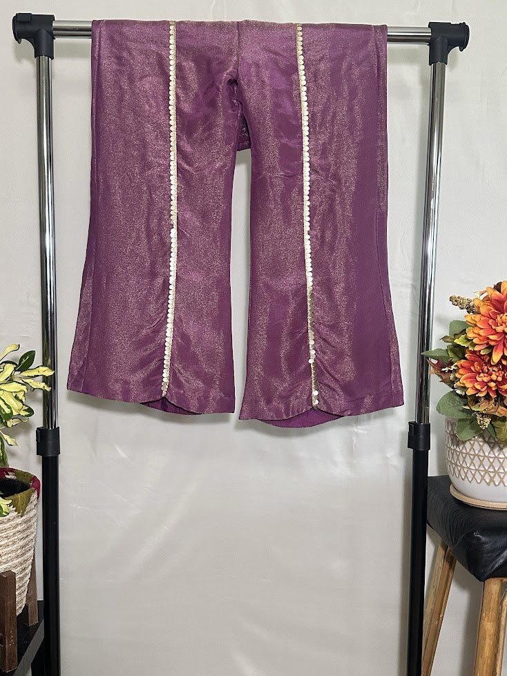 Purple Pink Two Toned Soft Tissue Co-Ord Set – A-line Palazzo