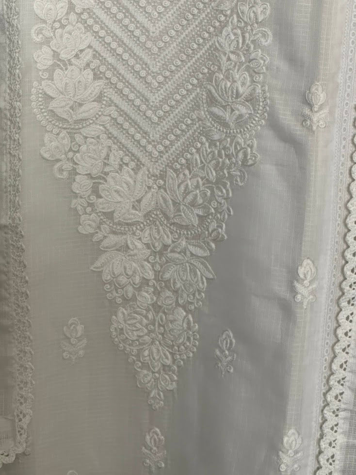 White Kota Doria Kurti with Dupatta