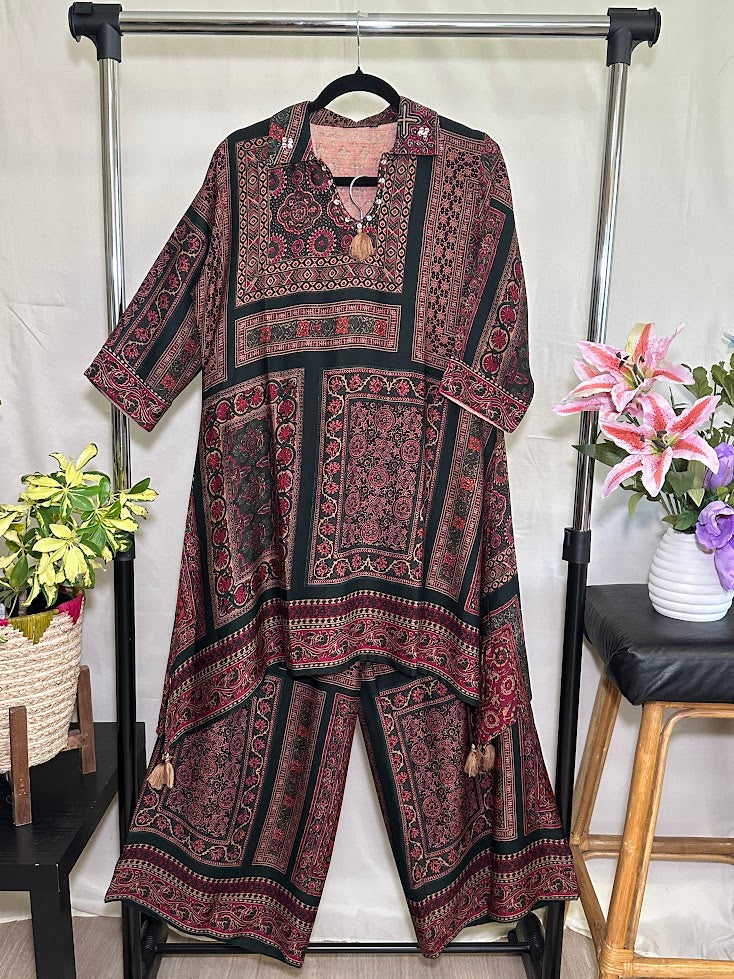 Ajrak Printed Modal Co-Ord Set With Palazzo