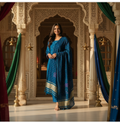 Peacock Blue Modal Silk Kurti With Dupatta